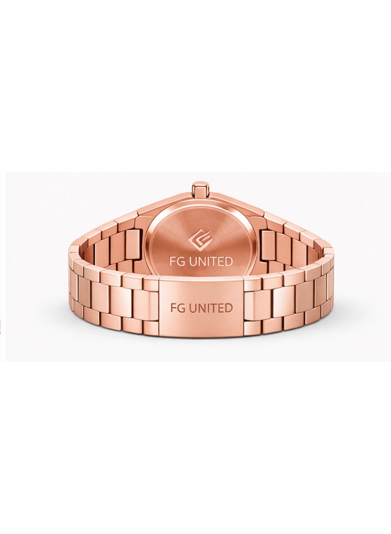 FG UNITED Mens Thin Design Rose Gold Tone Stainless Steel Arabic Dial Watch 41mm - FG7012 - Image 5